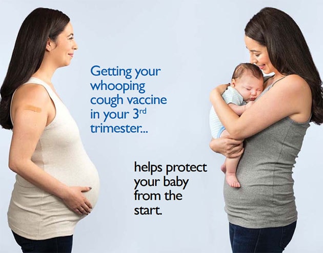 Getting your whooping cough vaccine in your 3rd trimester helps protect your baby from the start.