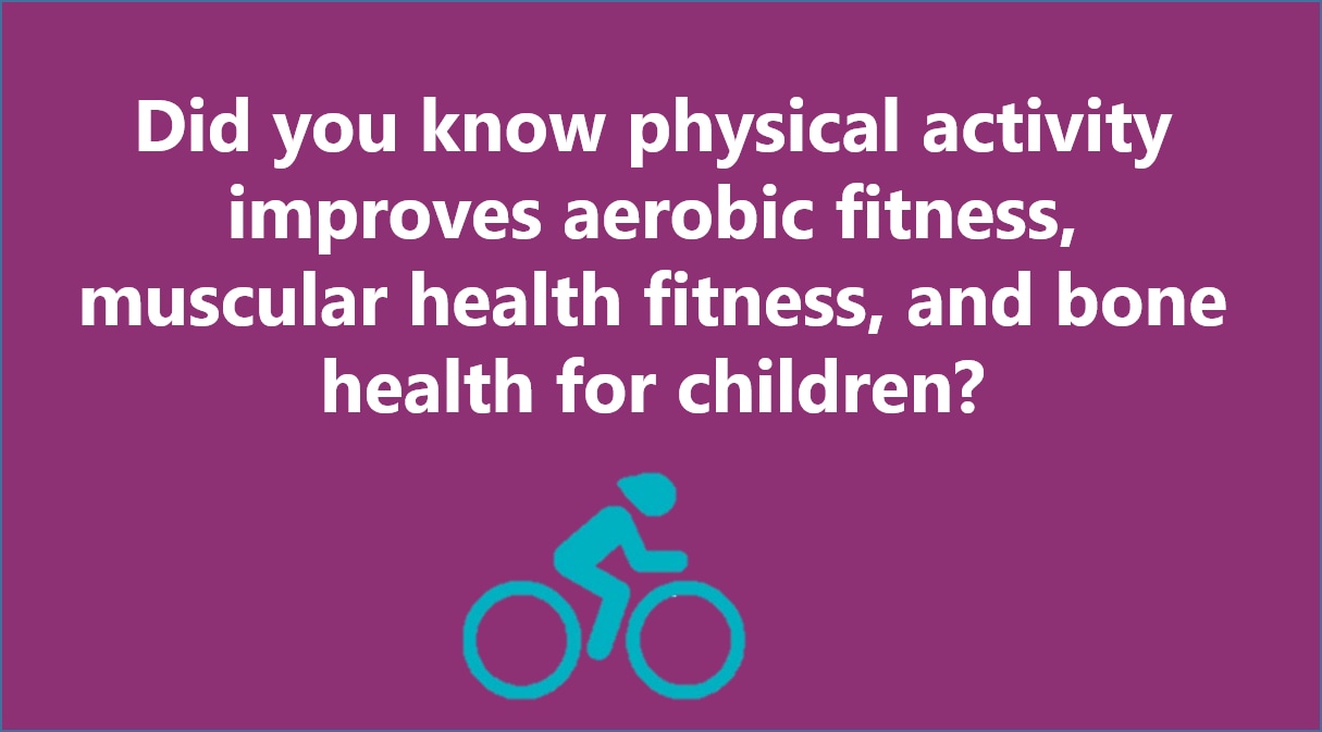 Did you know physical activity improves aerobic fitness, muscular health fitness, and bone health for children?