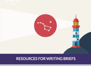 Resources for writing briefs banner with big dipper icon