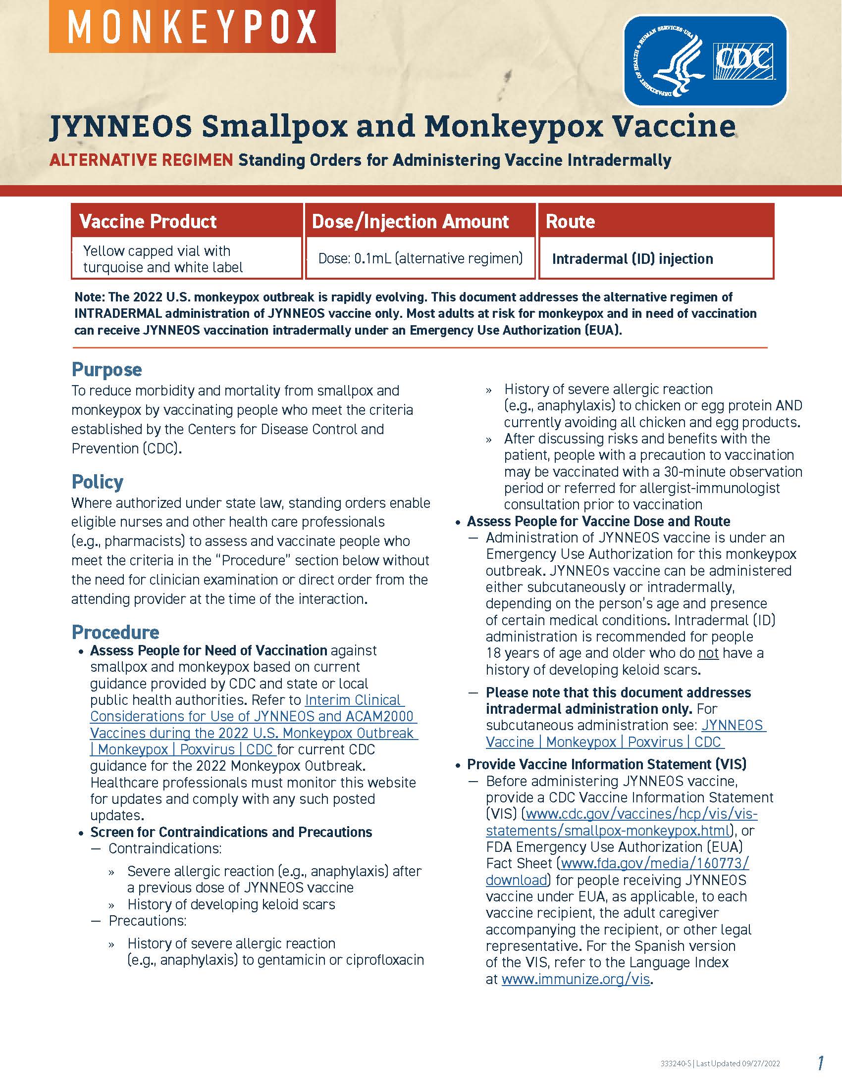 JYNNEOS Standing Orders (Alternative Regimen), PDF thumbnail