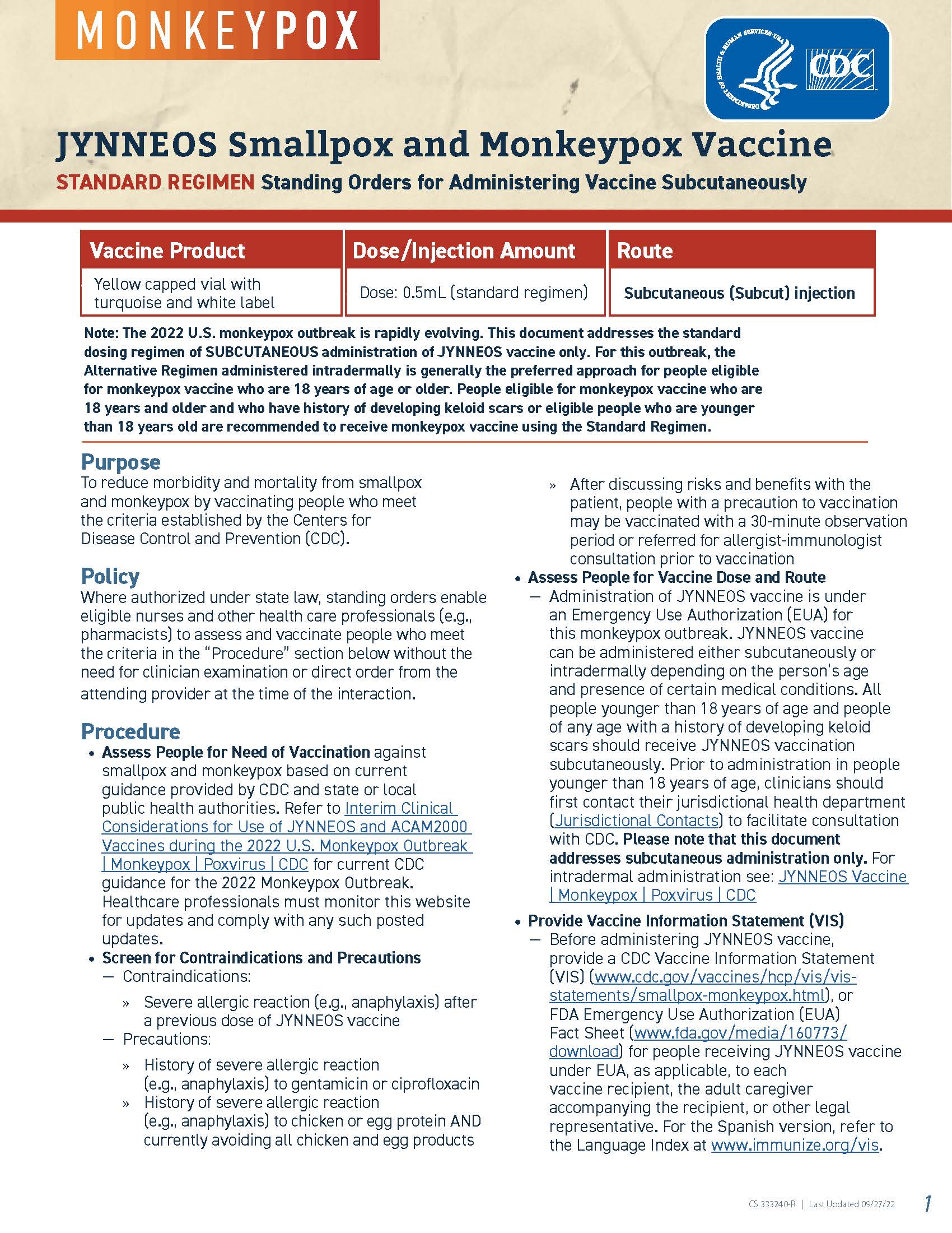 JYNNEOS Standing Orders (Standard Regimen), PDF thumbnail