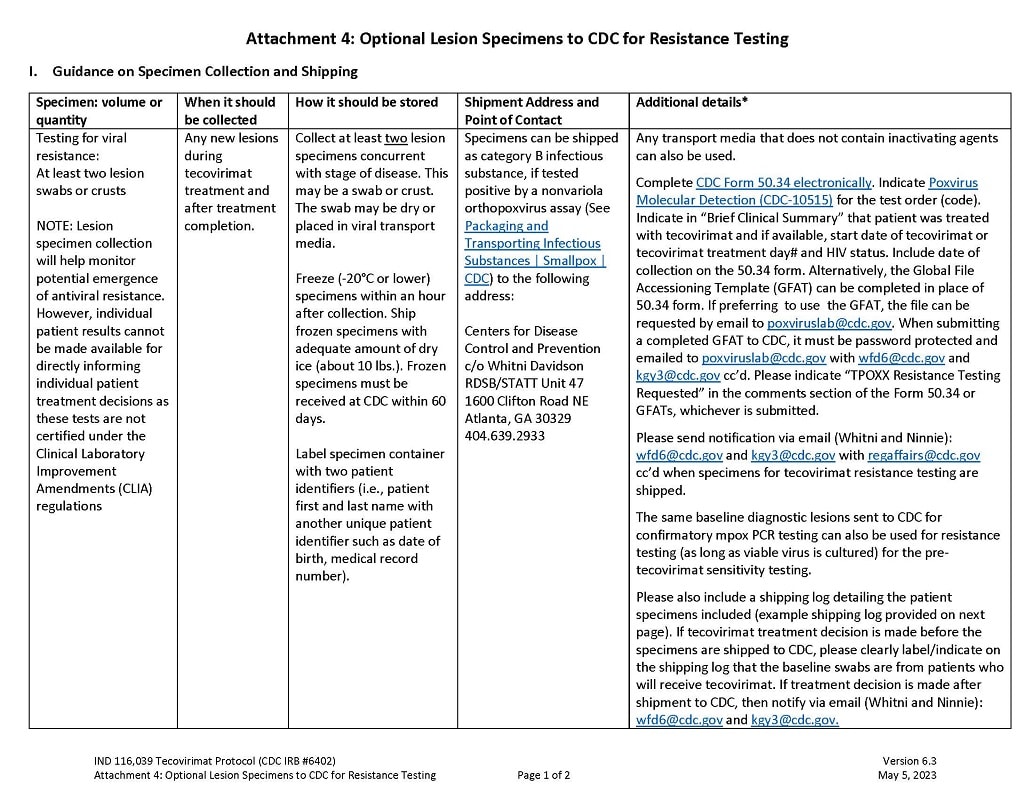 PDF Preview for lesion specimens to CDC resistance testing