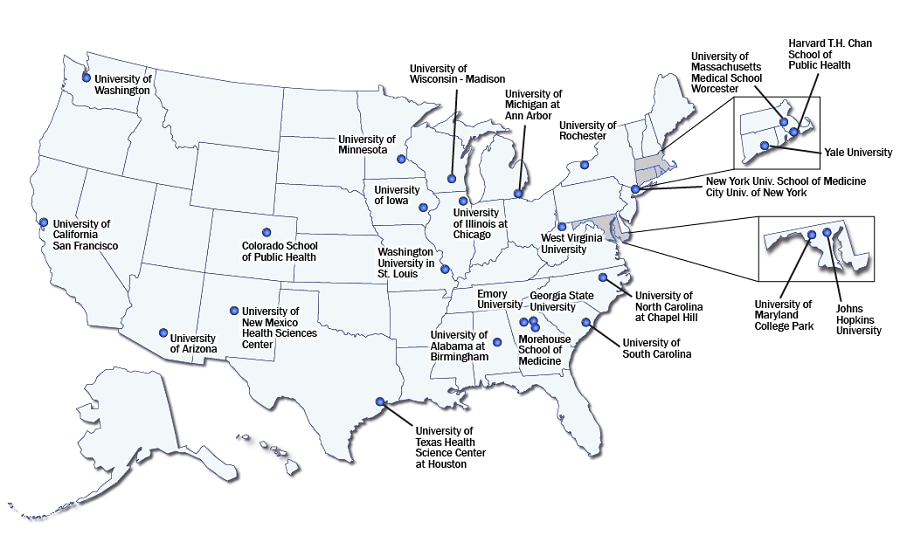 Map of United States with 2019–2024 PRC locations.