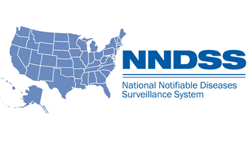 A map of the United States to show the National Notifiable Diseases Surveillance System monitors disease at a national level.