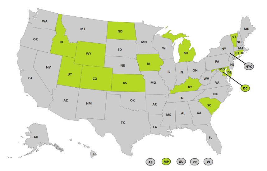 Cumulative jurisdictional Vital Records Offices in production with FHIR &ndash; Mortality (current as of December 10, 2025