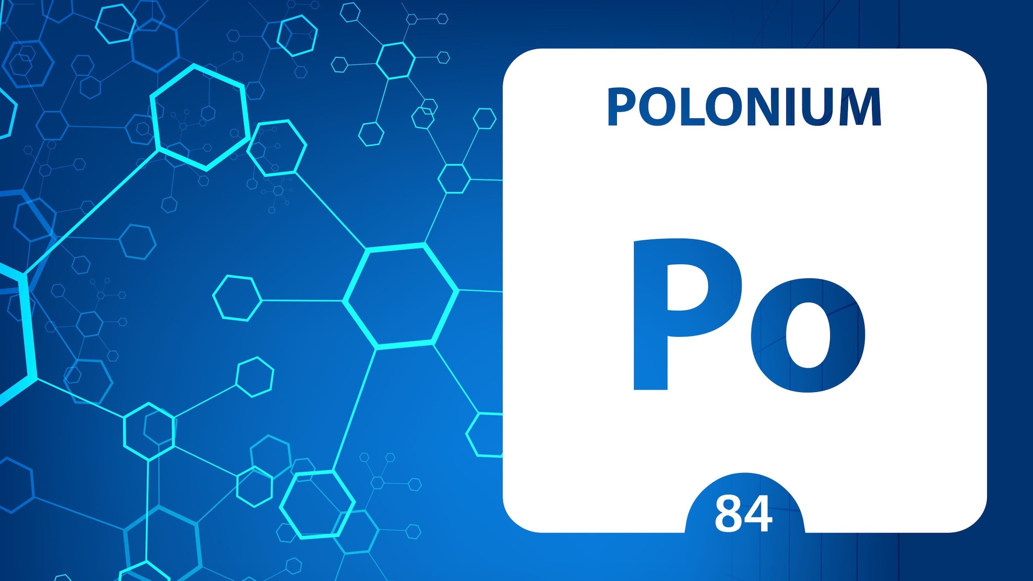 Polonium 84 element. Alkaline earth metals. Chemical Element of Mendeleev Periodic Table. Polonium in square cube creative concept.