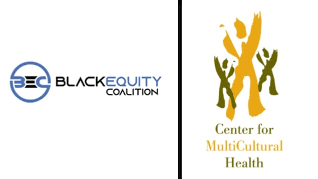 Logos for the Black Equity Coalition and the Center for MultiCultural Health