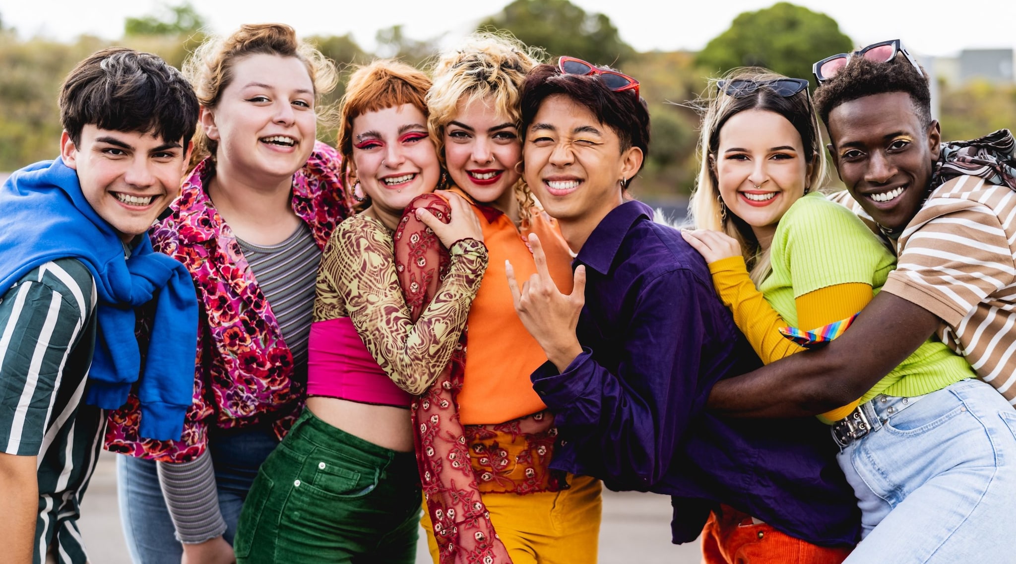 colorful photo of diverse teens smiling
