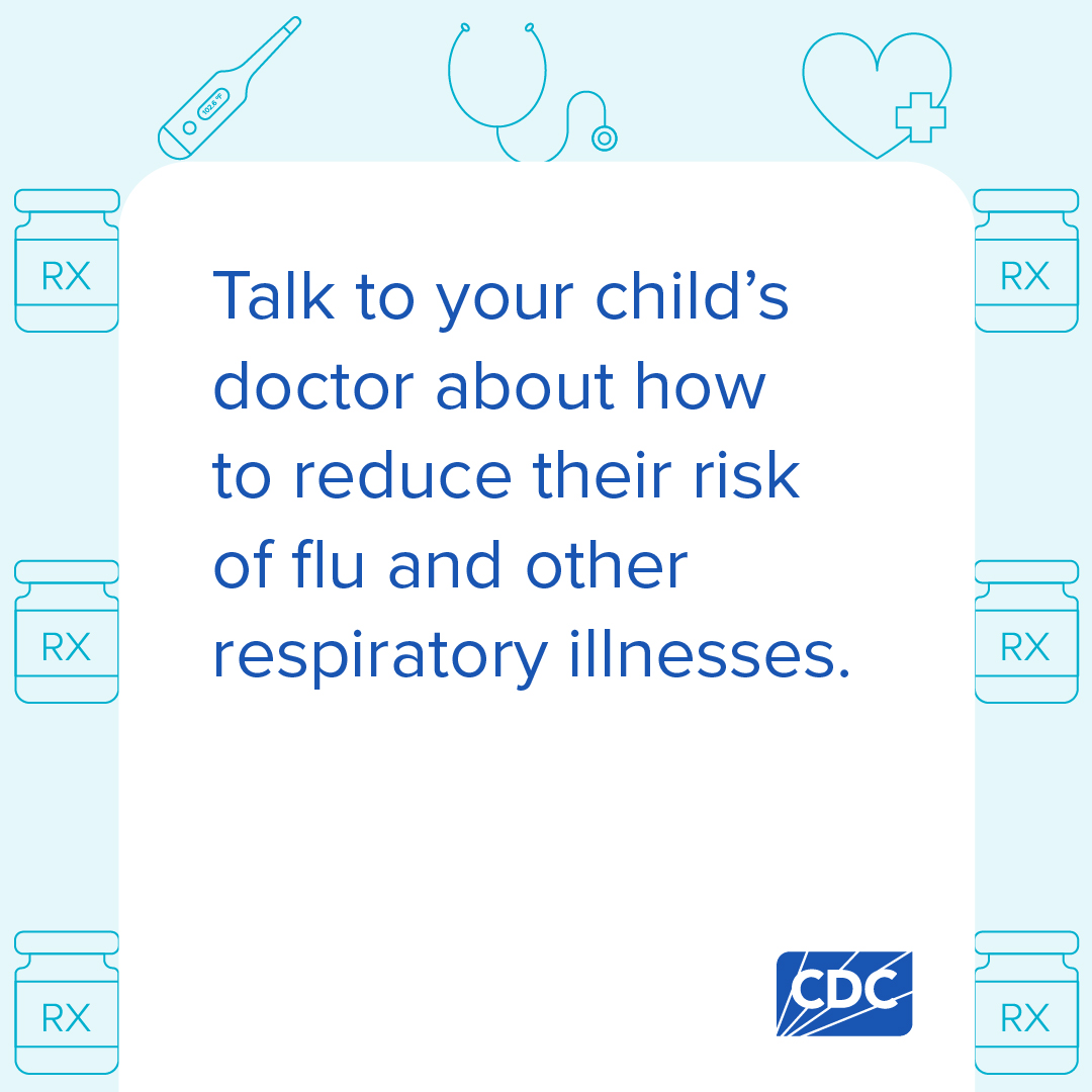 Graphic encouraging parents to talk to their child's doctor about reducing the risk of flu and other respiratory illness