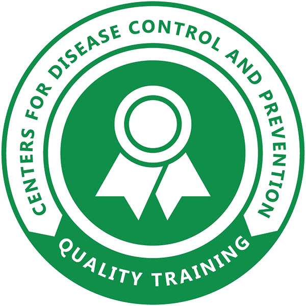 Green and white graphic that says "Centers for Disease Control and Prevention Quality Training"