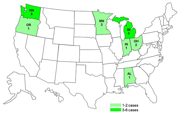 Cdc Case Count Maps Salmonella Typhimurium Infections Linked To Hedgehogs