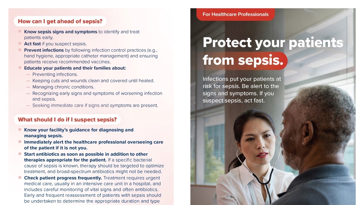 A picture of the "Protect Your Patients From Sepsis" brochure