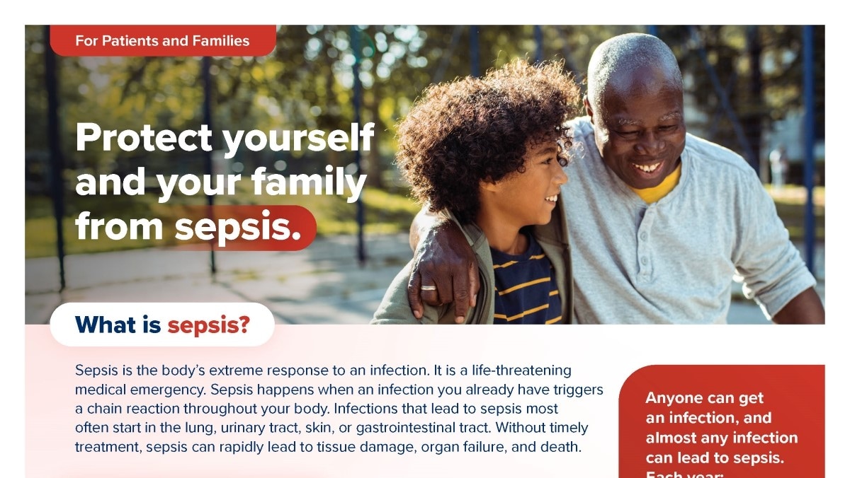 A picture of the "Protect Yourself and Your Family From Sepsis" resource