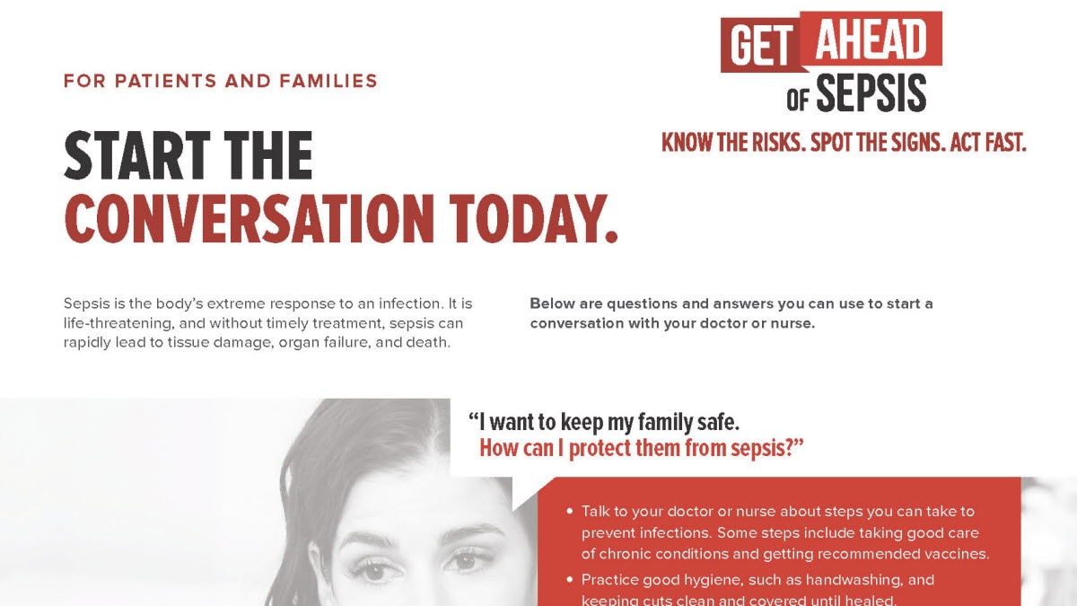 Thumbnail preview of "Start the Conversation Today about Sepsis with your Healthcare Professional" resource