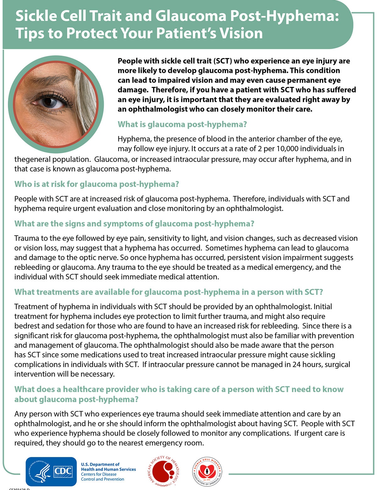 Sickle Cell Trait and Glaucoma Post-Hyphema: Tips to Protect Your Patient’s Vision - Factsheet thumbnail