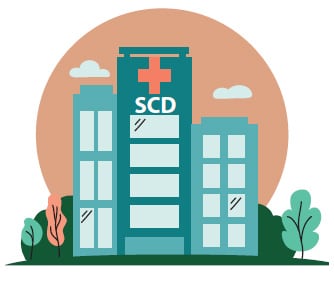Graphic of an acute care facility for SCD.