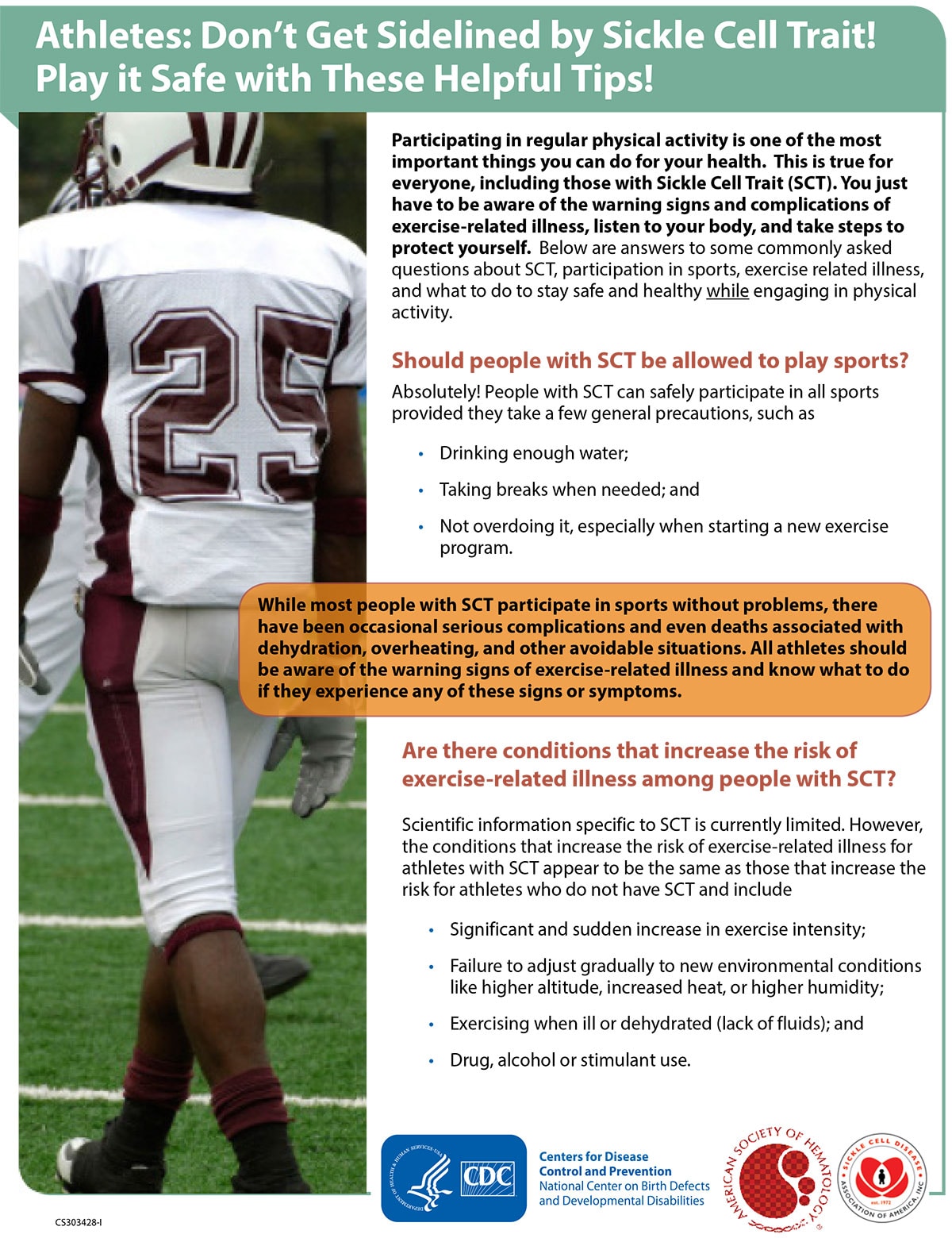 Athletes: Don’t get sidelined by sickle cell trait! Play it safe with these helpful tips! - factsheet thumbnail