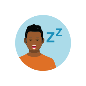Graphic of a man sleeping.