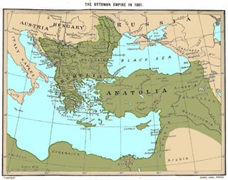 A map showing the Ottoman Empire in 1801