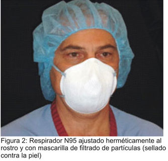 2016-109Fig2Wcaption.jpg Figure 2 Vista frontal de la cabeza de un trabajador de la atención médica usando un respirador N95