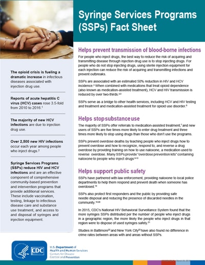 Syringe Services Programs (SSPs ) Fact Sheet pdf