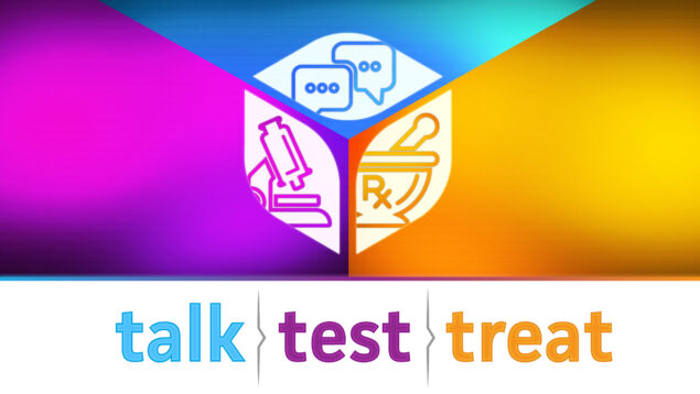 Talk Test Treat cube graphic