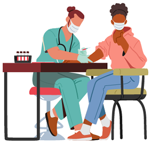 cdc-hiv-test-table-300x283 icon of a person taking an HIV test