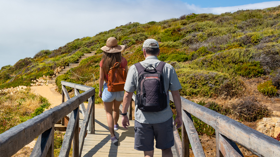 Two travelers on a hike