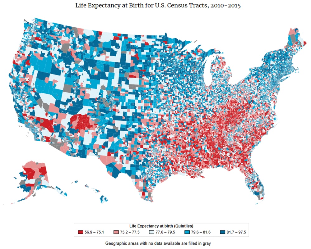 A Map Showing Life Expectancy Is