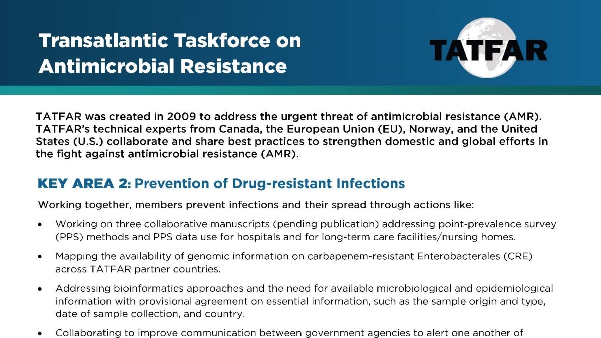 TATFAR Key Area 2 Prevent Drug Resistant Infections