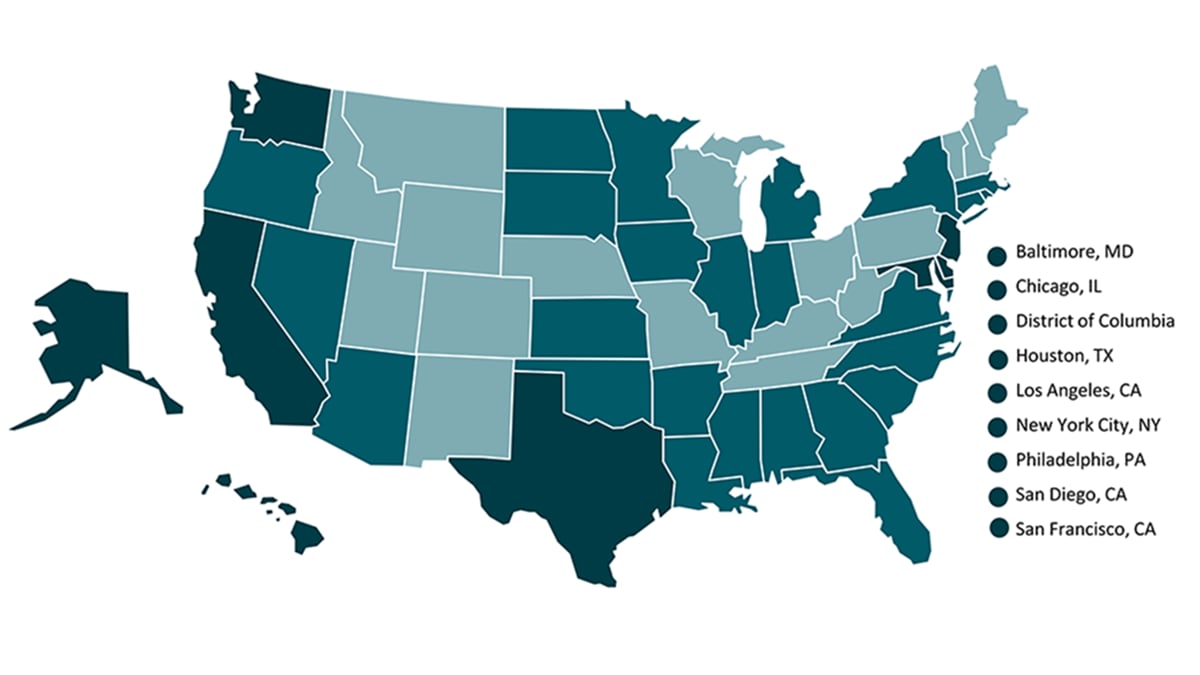 A map illustrating TB incidence in 2021