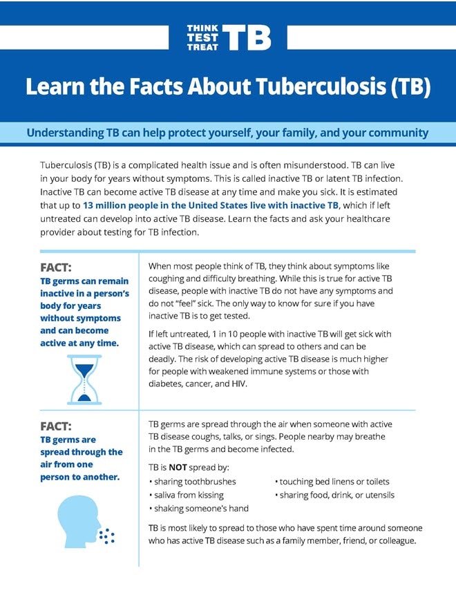 Learn the Facts About Tuberculosis Fact Sheet | Think. Test. Treat TB ...