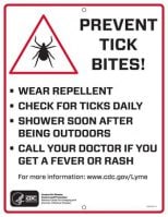 tick bite prevention trail sign