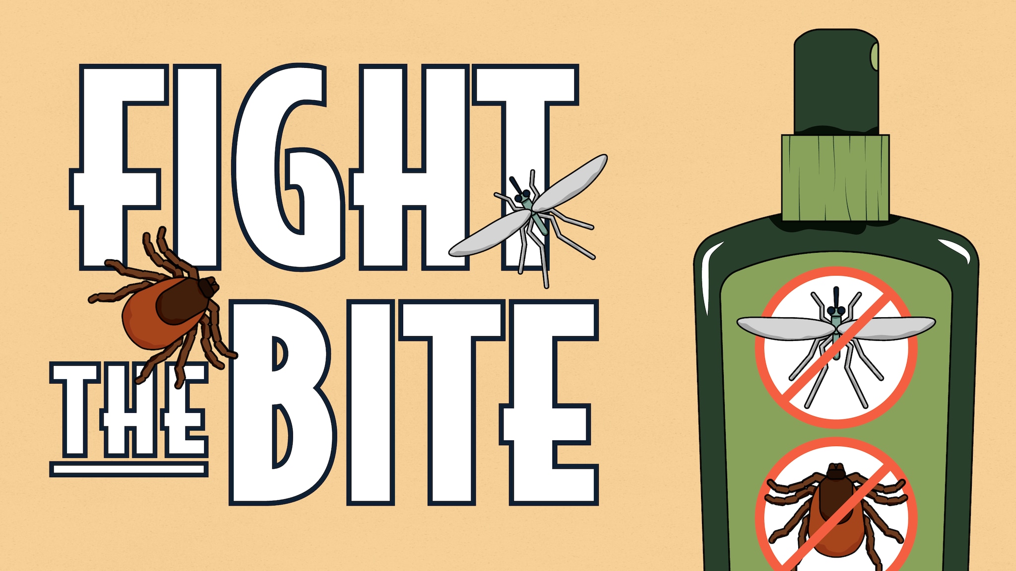 Fight the Bite design element with images of repellent, tick, and mosquito