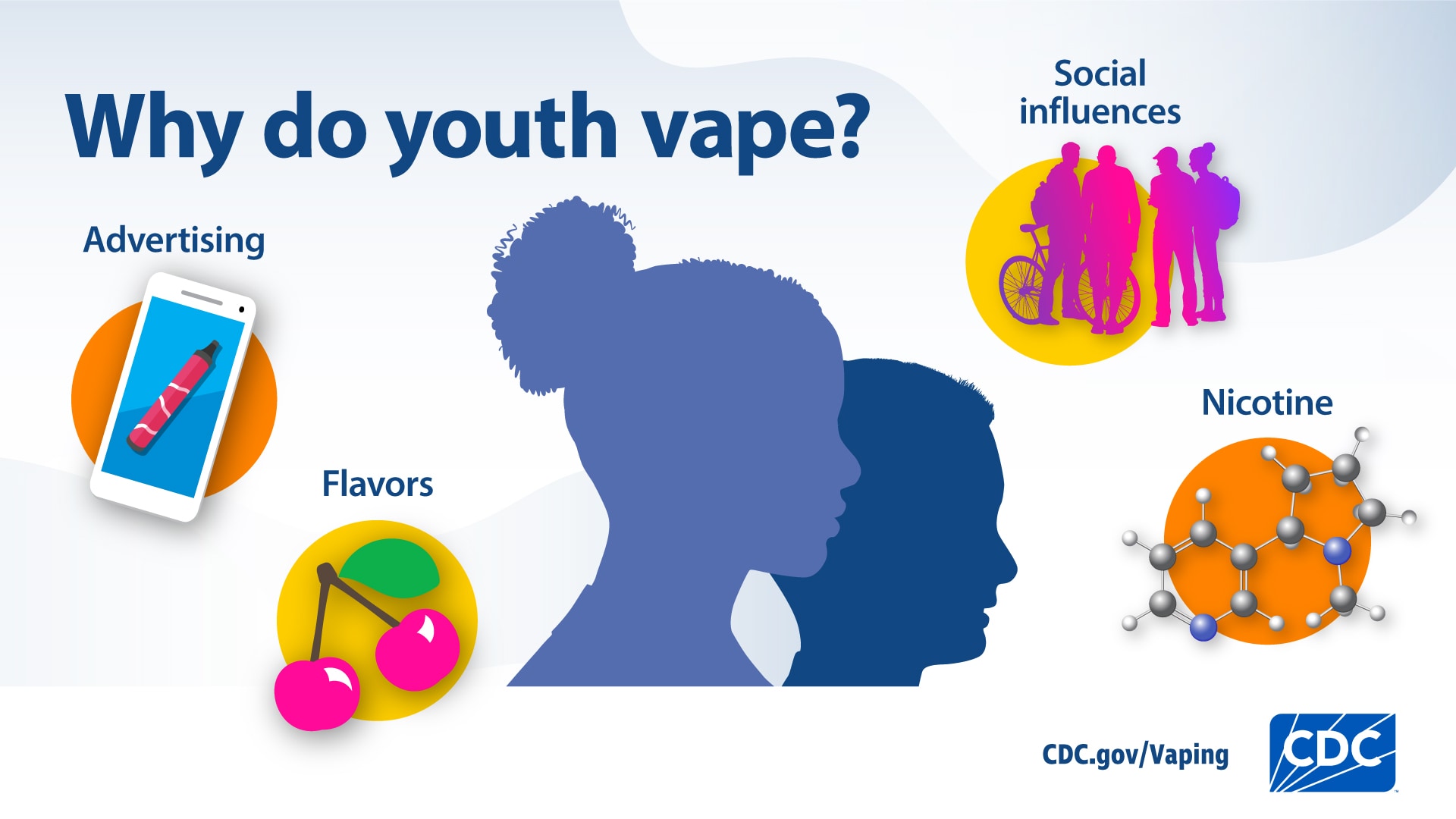 Visual depiction of some of the reasons youth vape