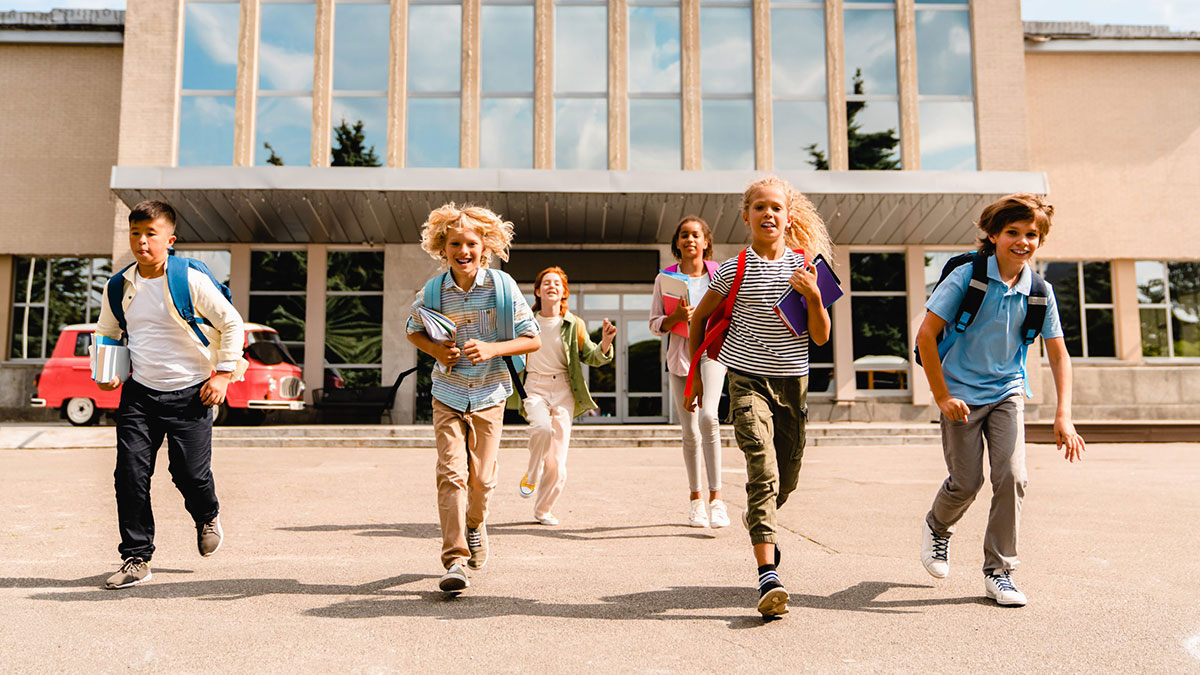 school children outside