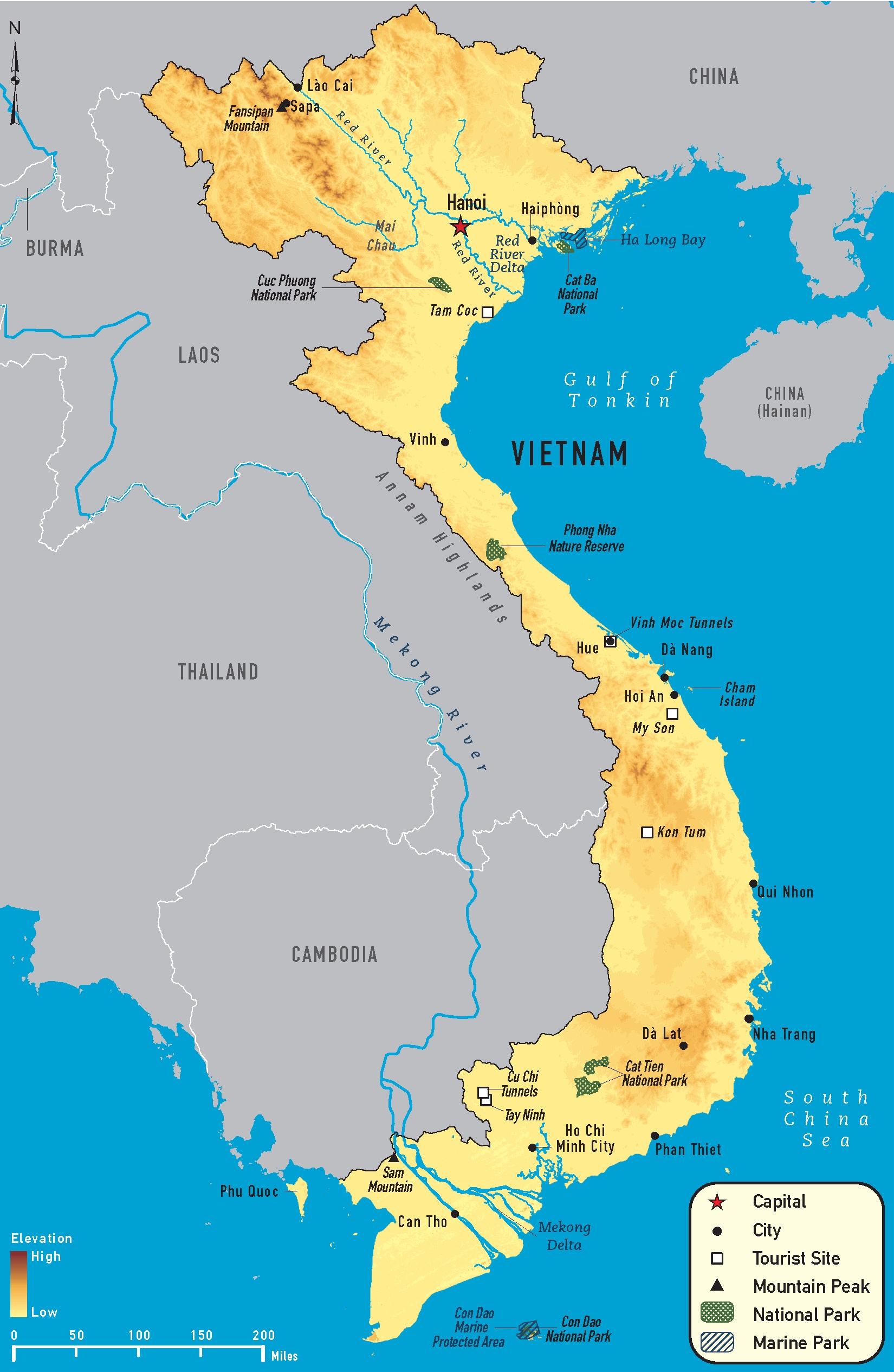 Large Physical Map Of Vietnam With All Roads Cities A - vrogue.co