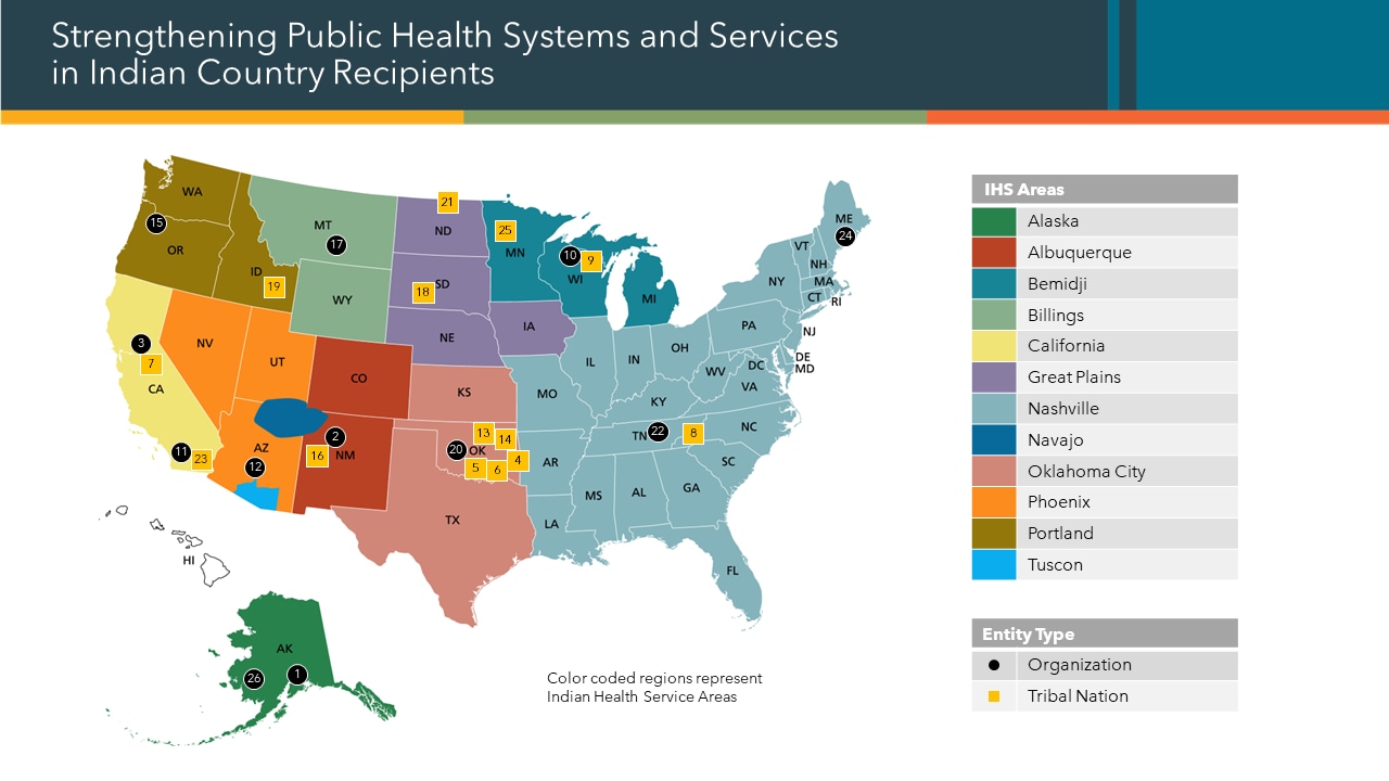 Strengthening Public Health Systems and Services in Indian Country Recipients Map