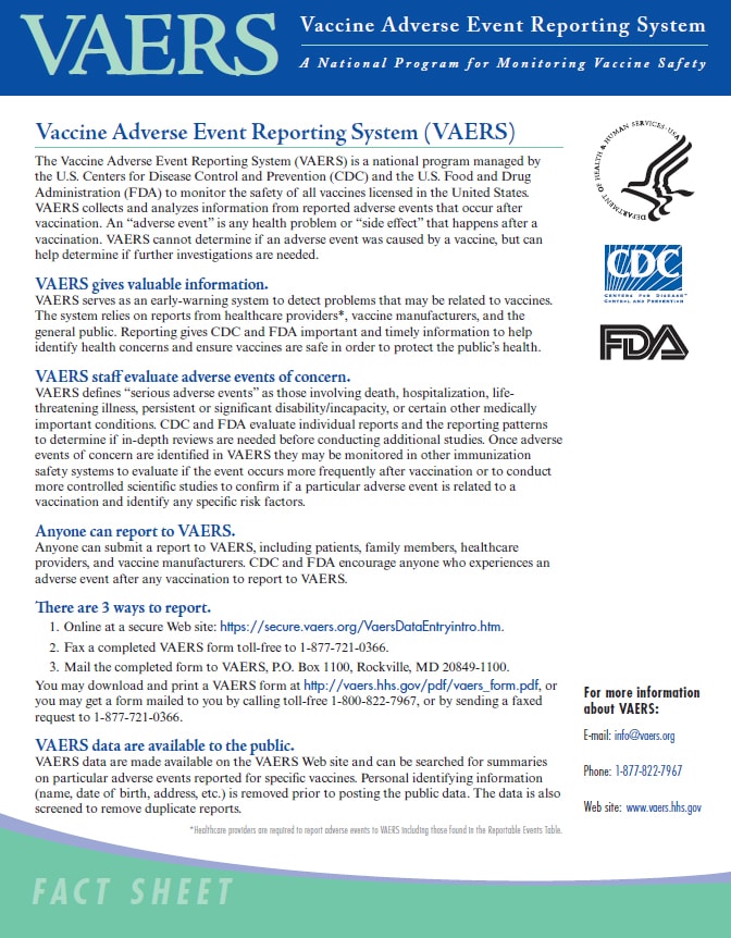 About the Vaccine Adverse Event Reporting System (VAERS) | Vaccine ...