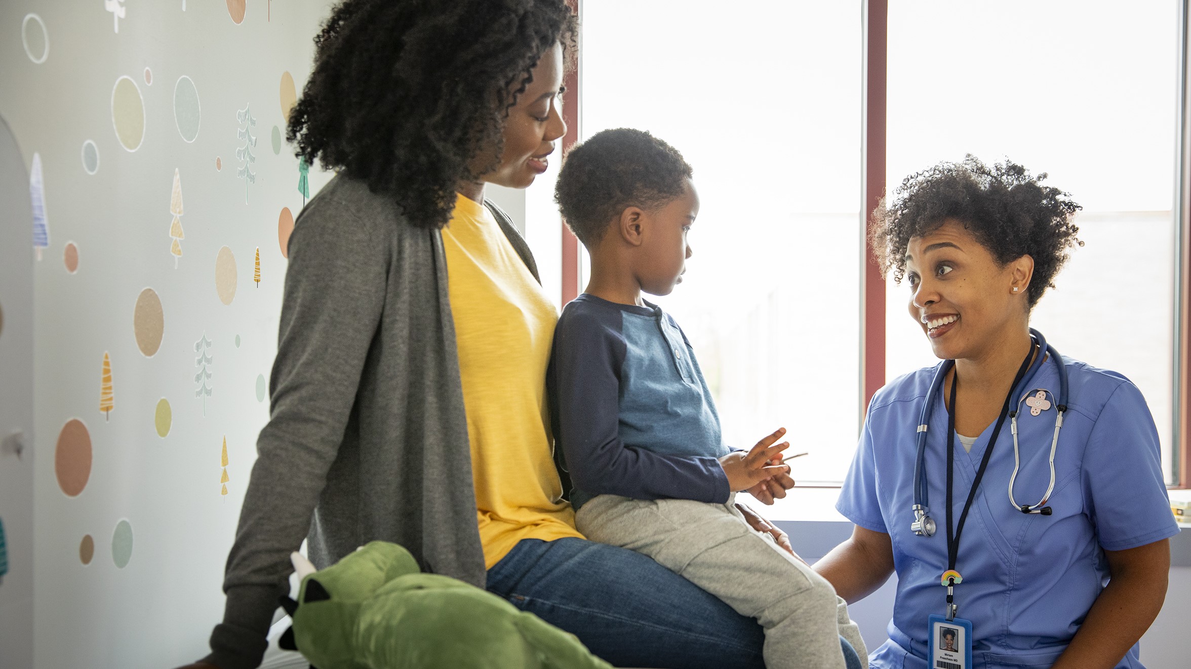 Health care provider talking to patient