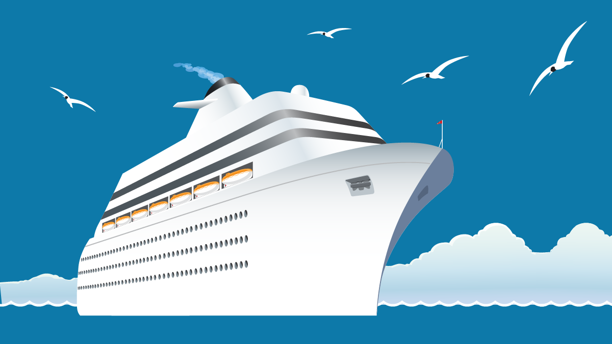 Drawn image of a cruise ship