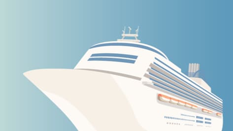 Cartoon drawing of a cruise ship