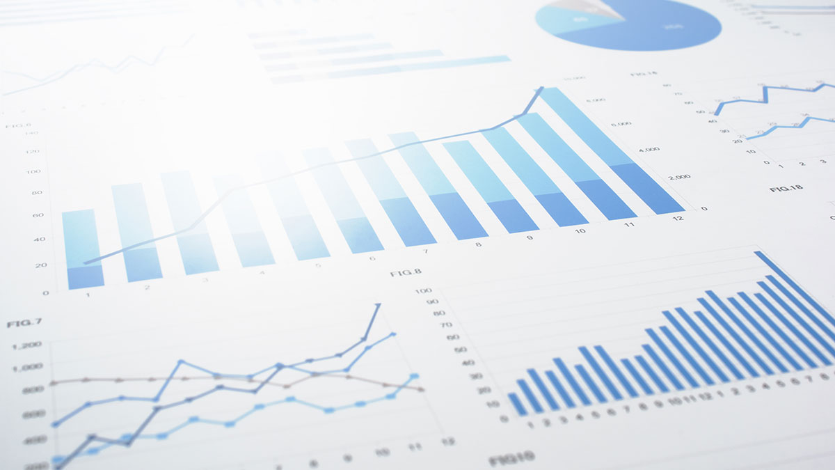 Bar and line charts showing trends and data analysis on a report.