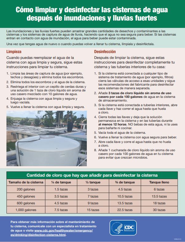 Miniatura: Cómo limpiar y desinfectar las cisternas de agua después de inundaciones y lluvias fuertes