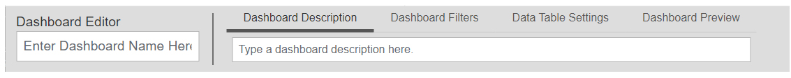Dash-Level-1 Screen Capture of the Dashboard Options showing the Dashboard Descriptions Section