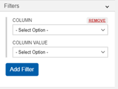 Filters Screen Capture of the filters section of the data visualization editor for creating a Waffle Chart