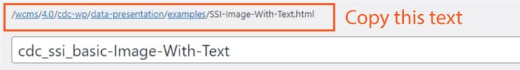 SSI-URL-Screen-Grab Screen Capture of the URL to copy when you want to add the SSI to a markup Include