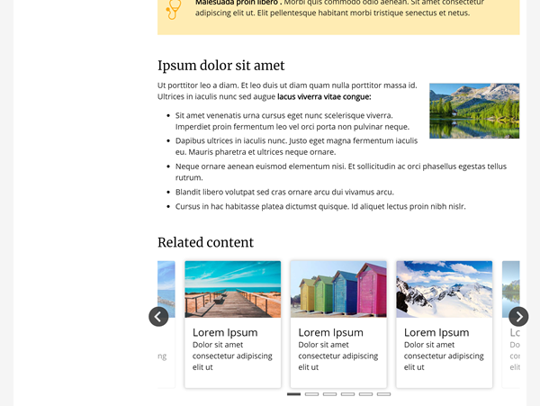 Example page with 3-card slider