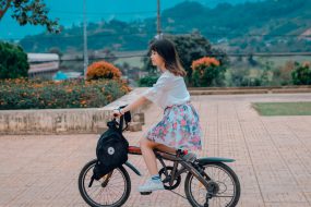 young woman on a bicylce