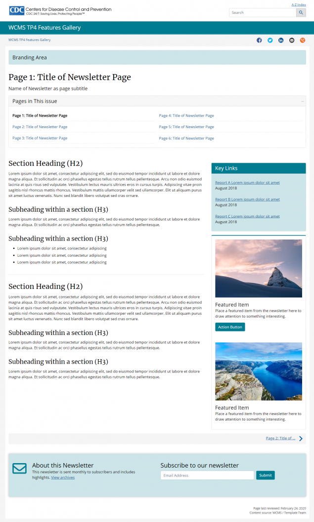 Multipage Newsletter, Wide Layout
